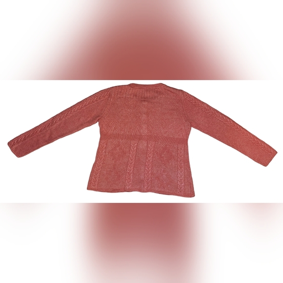 Sundance Womens Villa Cable Knit Coral Cardigan Sweater Size Medium - Picture 8 of 13